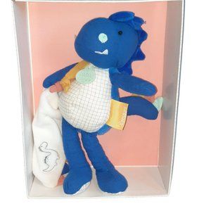 Doudou et Compagnie Paris Calinosaure Blue Dinosaur Stuffed Plush Toy 10" NEW